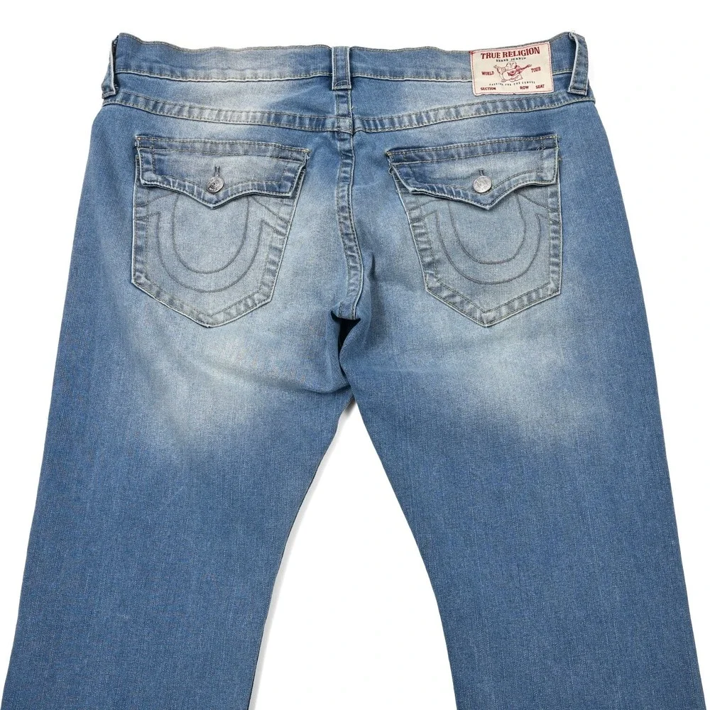 True Religion‎ Ricky Jeans Mens 38 (40x33) Blue Relaxed Straight Western Flaps